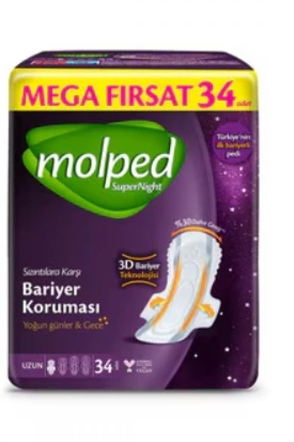 Molped Süpernight Uzun Ped Mega 34lü