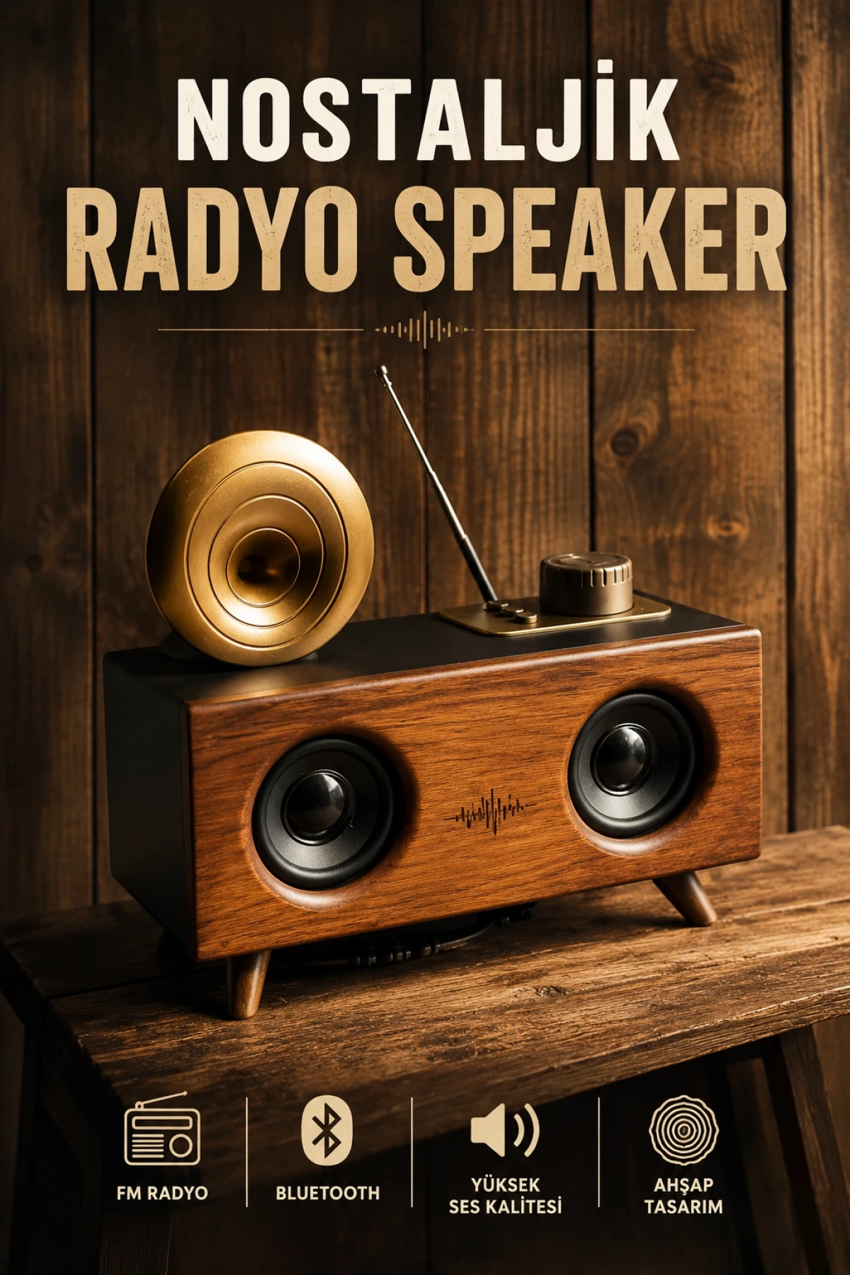 Global Çift Hoparlörlü Gramofon Speaker – Bluetooth, Stereo ve 3D Ses Teknolojisi