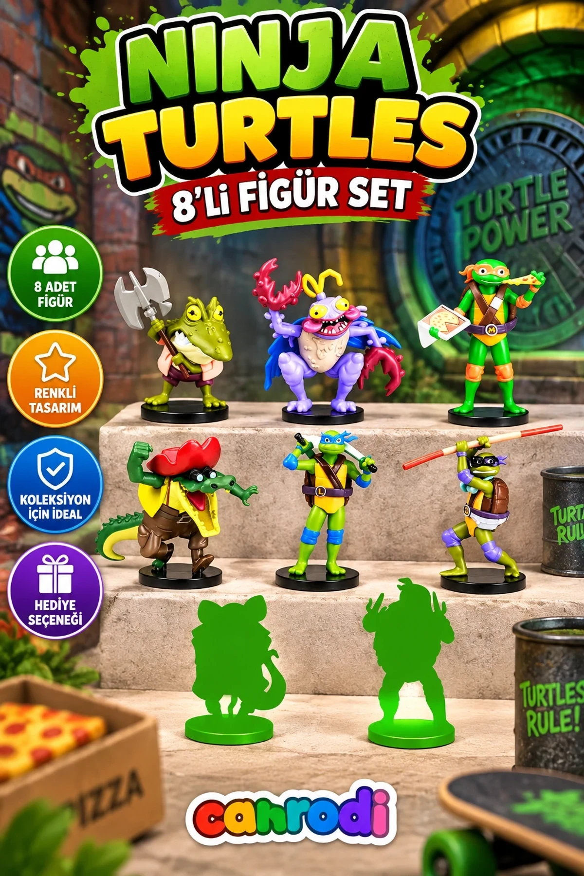 PMI NT2070 Ninja Turtles Toppeez 8li Figür Set Asorti