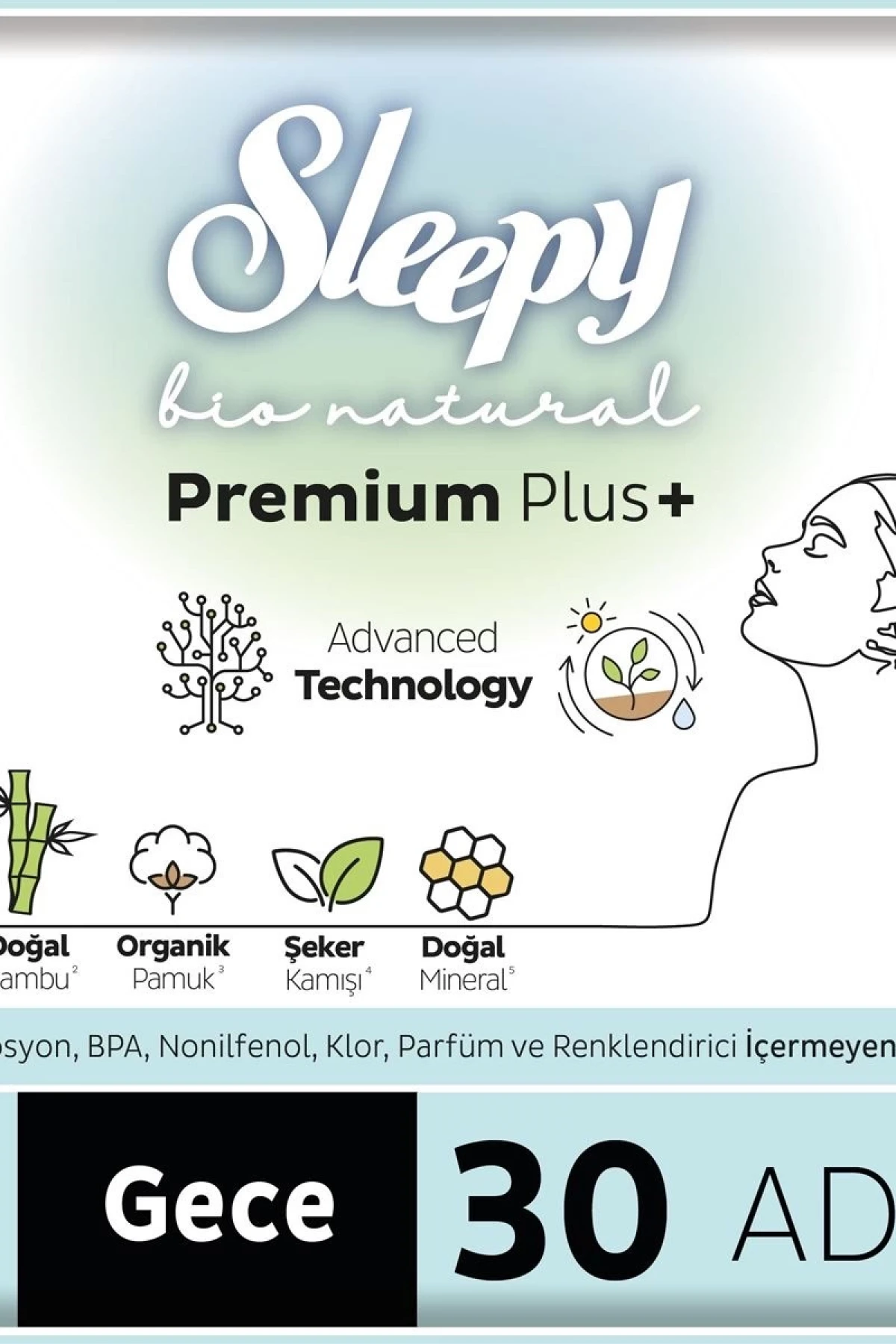 Sleepy Bio Natural Premium Plus Mega Gece Ped 30 Adet