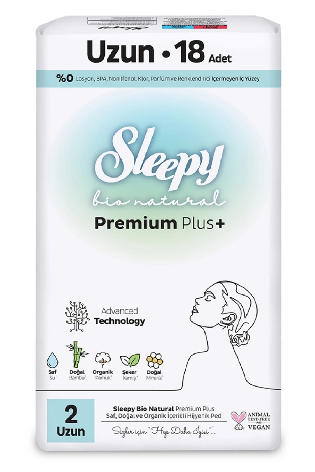 Sleepy Bio Natural Premium Plus Uzun Ped 18 Adet