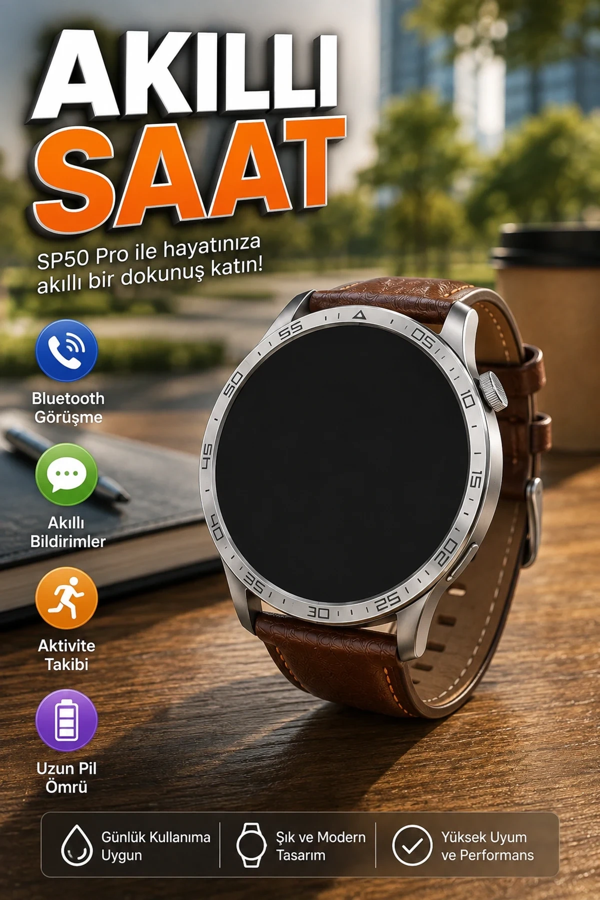 SP50 Pro Bluetooth Görüşme ve Bildirim Destekli Akıllı Saat