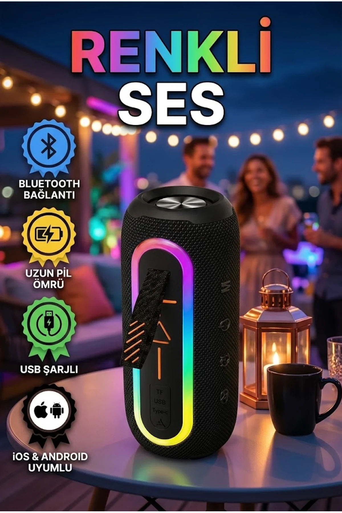 Taşınabilir Bluetooth Hoparlör – USB Şarjlı Android ve iOS Uyumlu