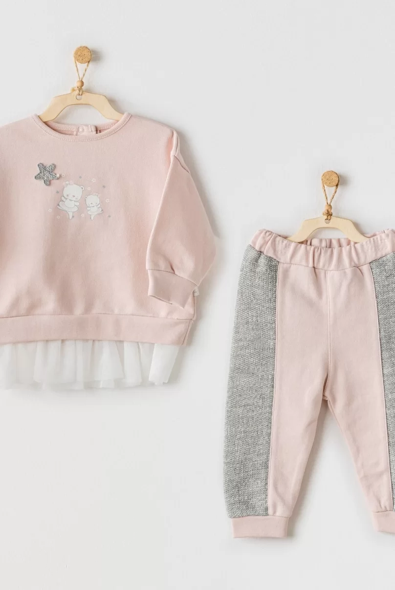 Andywawa AC24132 Ballerina 2li Bebe Takım Pink Grey