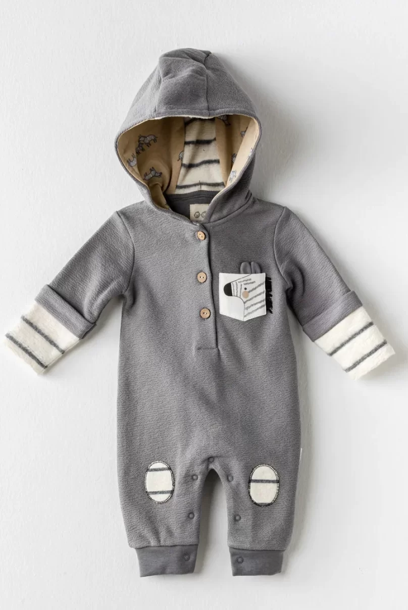 Andywawa AC24156 Little Zebra Bebek Tulum Grey