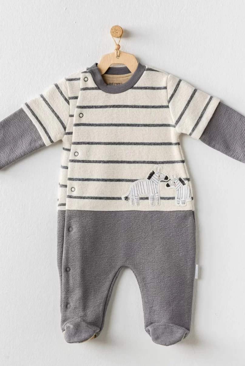 Andywawa AC24158 Little Zebra Bebe Tulum Ecru Grey