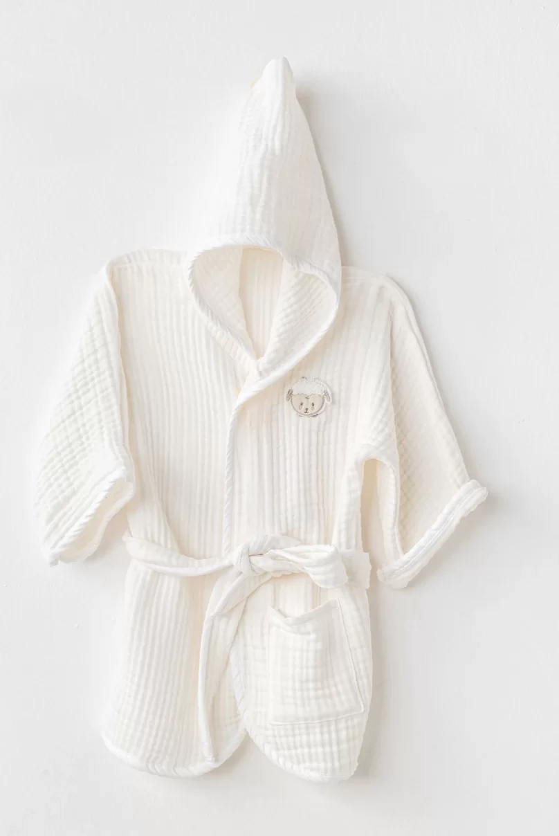 Andywawa AC24616 Bathrobe Gıft Bebek Bornoz White