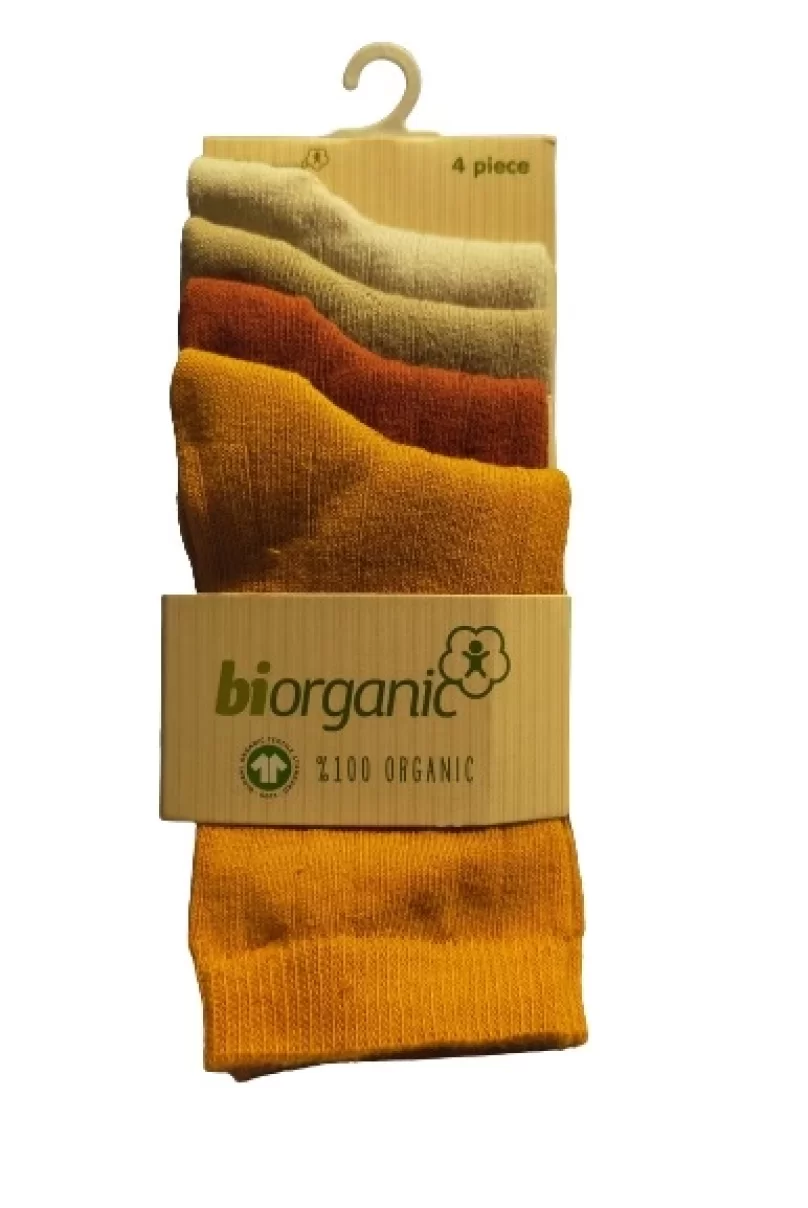 Bibaby Biorganic 4Lü New Basıc Çocuk Çorap 68387 Hardal