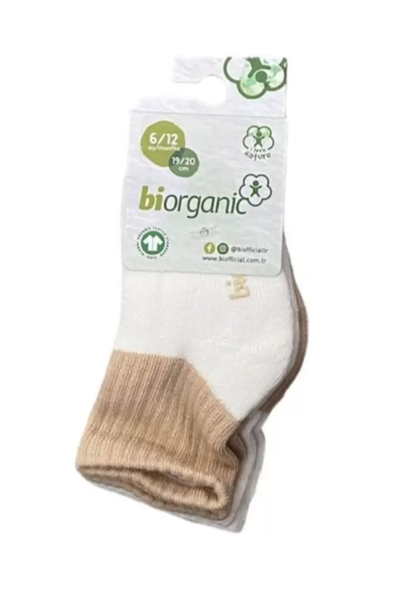 Bibaby Biorganic Colours 2Li Havlu Kaymaz Çorap 68480 Ekru Bej