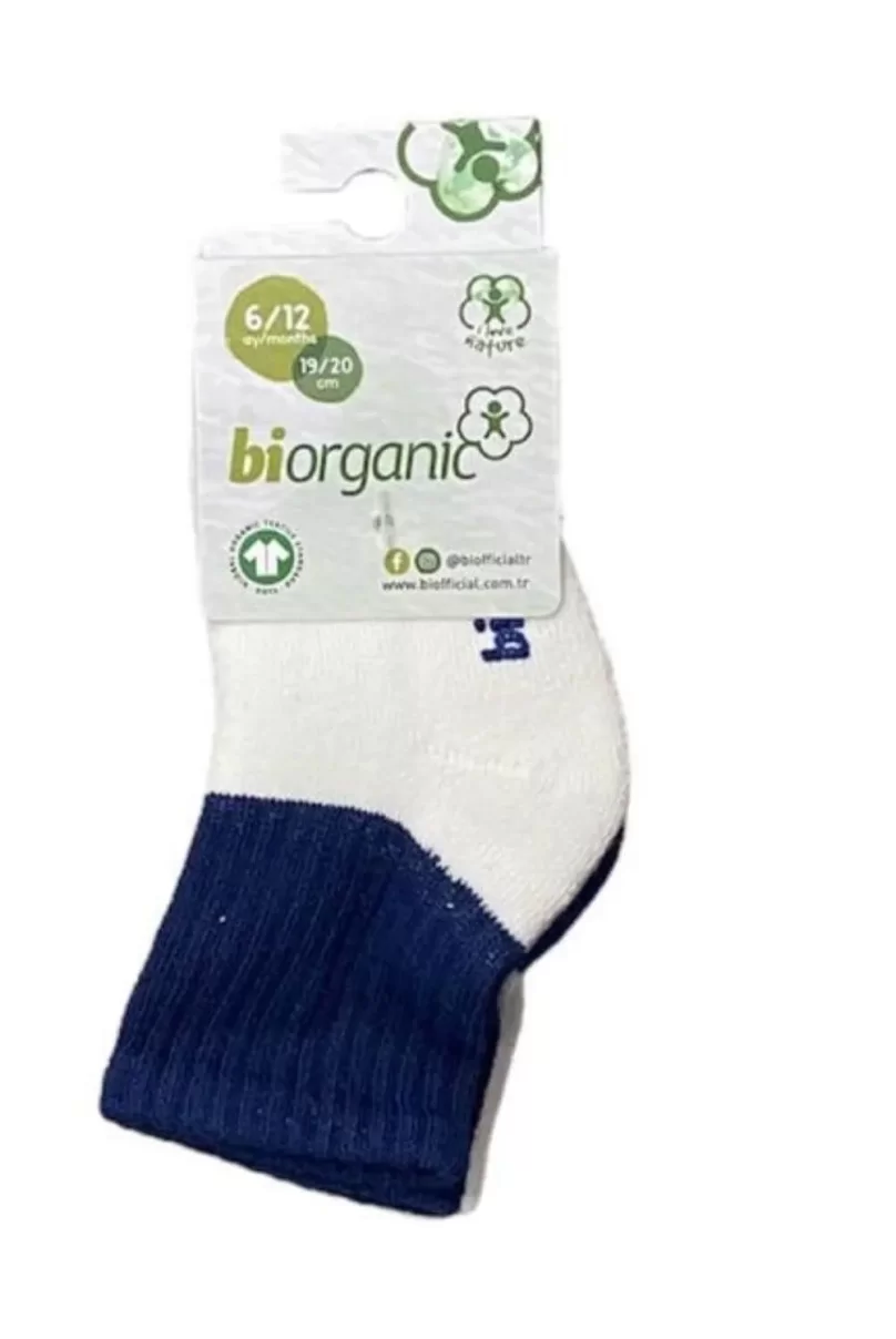 Bibaby Biorganic Colours 2Li Havlu Kaymaz Çorap 68480 Ekru Lacivert