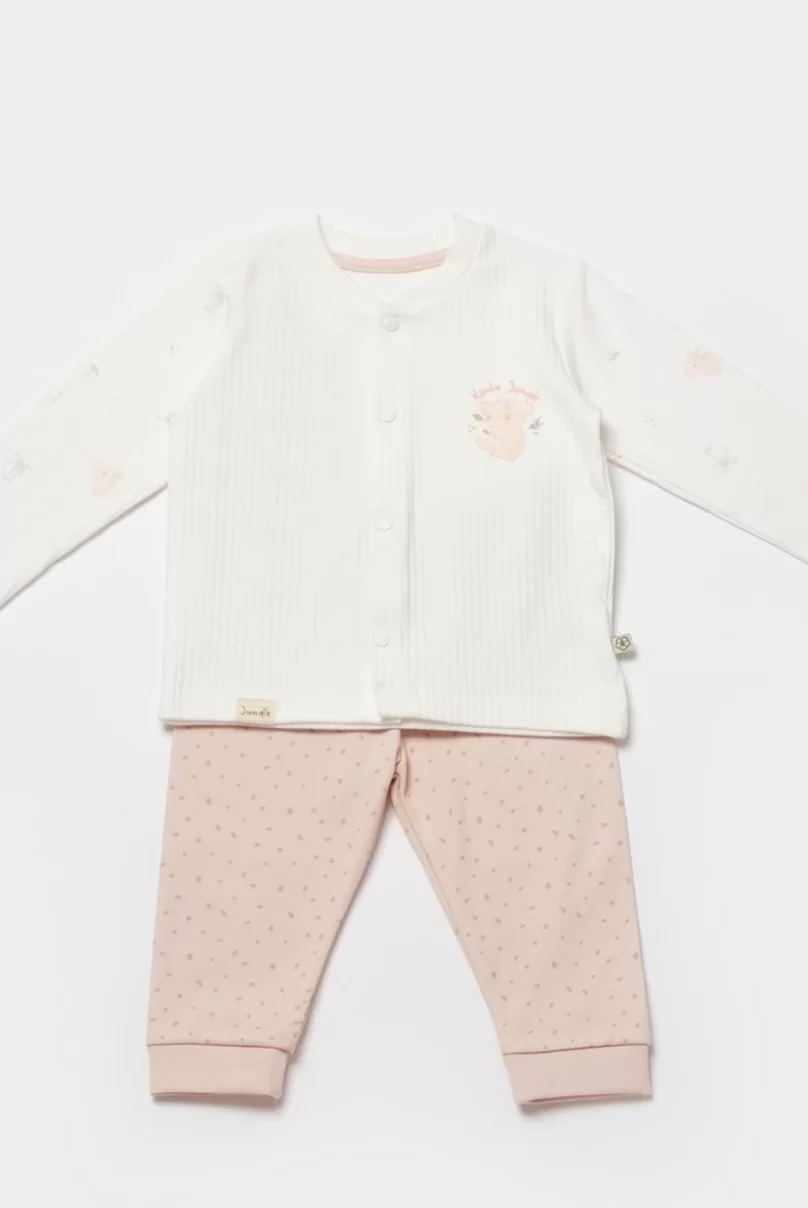 Bibaby Biorganic Koala Jungle Bebek Pijama Takımı 59777 Pembe