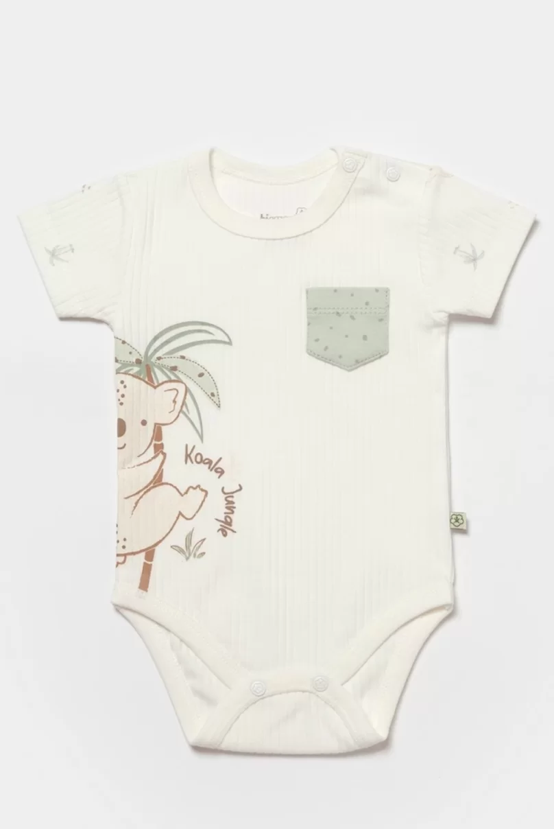 Bibaby Biorganic Koala Jungle Kısa Kol Bebek Body 56968 Mint