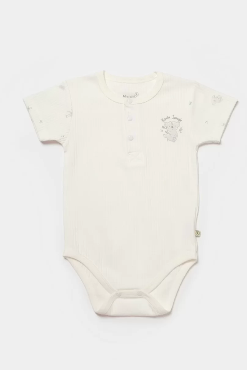 Bibaby Biorganic Koala Jungle Kısa Kol Bebek Body 56972 Gri