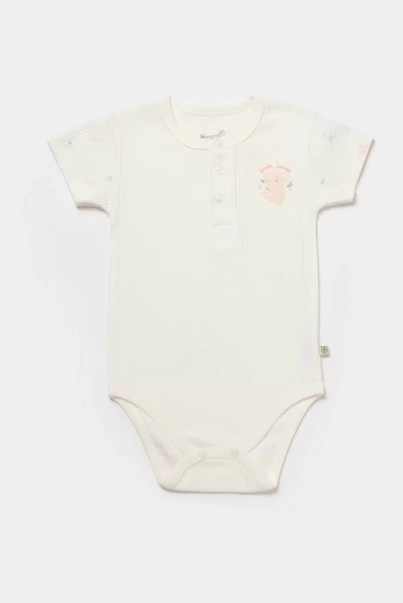 Bibaby Biorganic Koala Jungle Kısa Kol Bebek Body 56972 Pembe