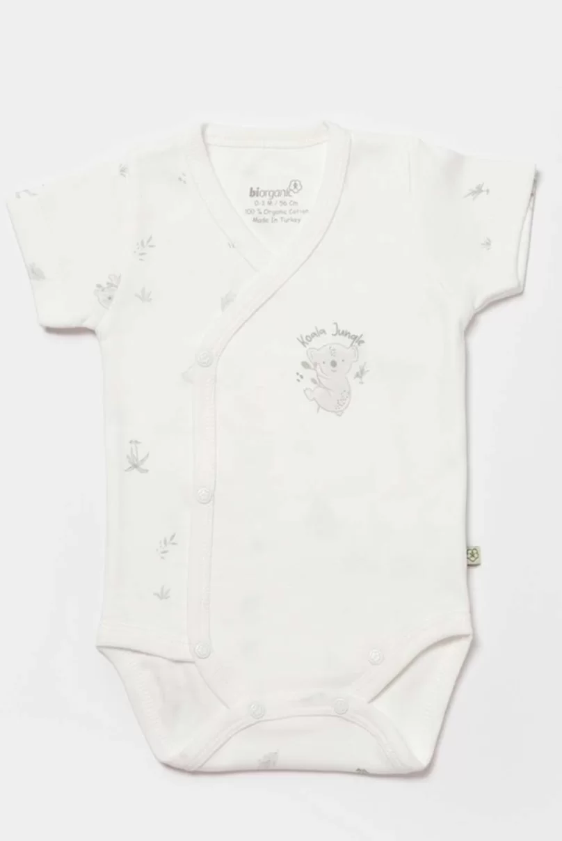 Bibaby Biorganic Koala Jungle Kısa Kol Kruvaze Body 56970 Gri