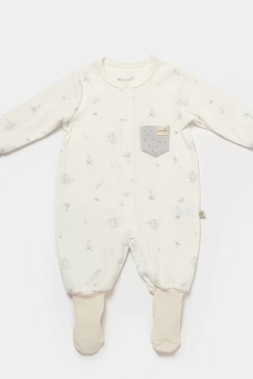 Bibaby Biorganic Koala Jungle Patikli Bebek Tulum 60734 Gri