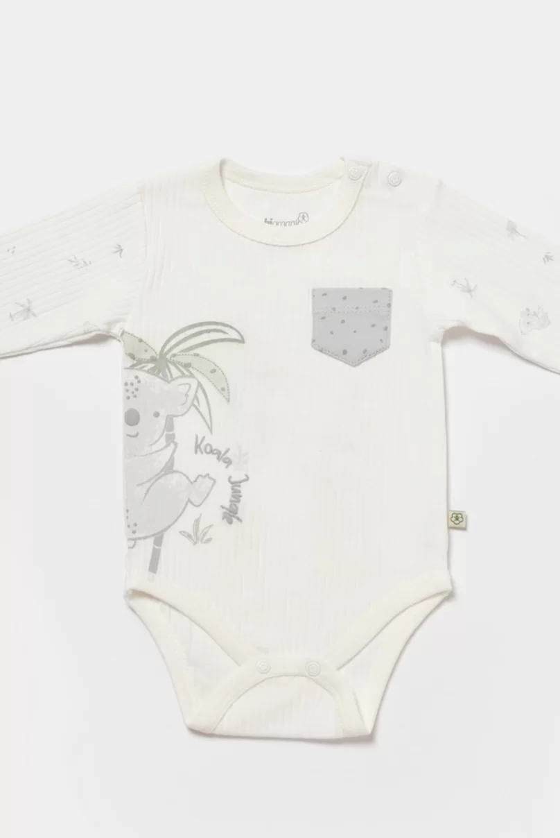 Bibaby Biorganic Koala Jungle Uzun Kol Bebek Body 56969 Gri