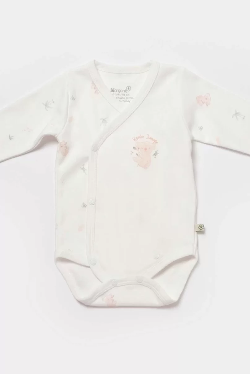 Bibaby Biorganic Koala Jungle Uzun Kol Kruvaze Body 56971 Pembe