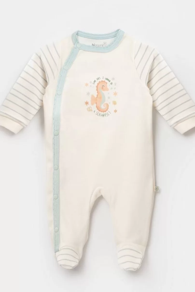 Bibaby Biorganic Save The Seahorse Newborn Bebek Tulum 60756 Bej-Mint