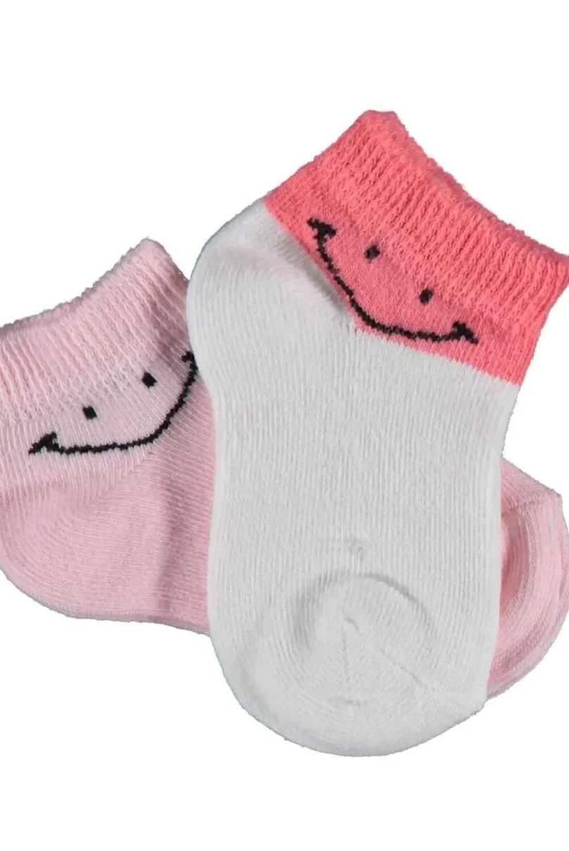 Bibaby Biorganic Smile 2Li Yaş Patik Çorap 68428 Ekru Pembe