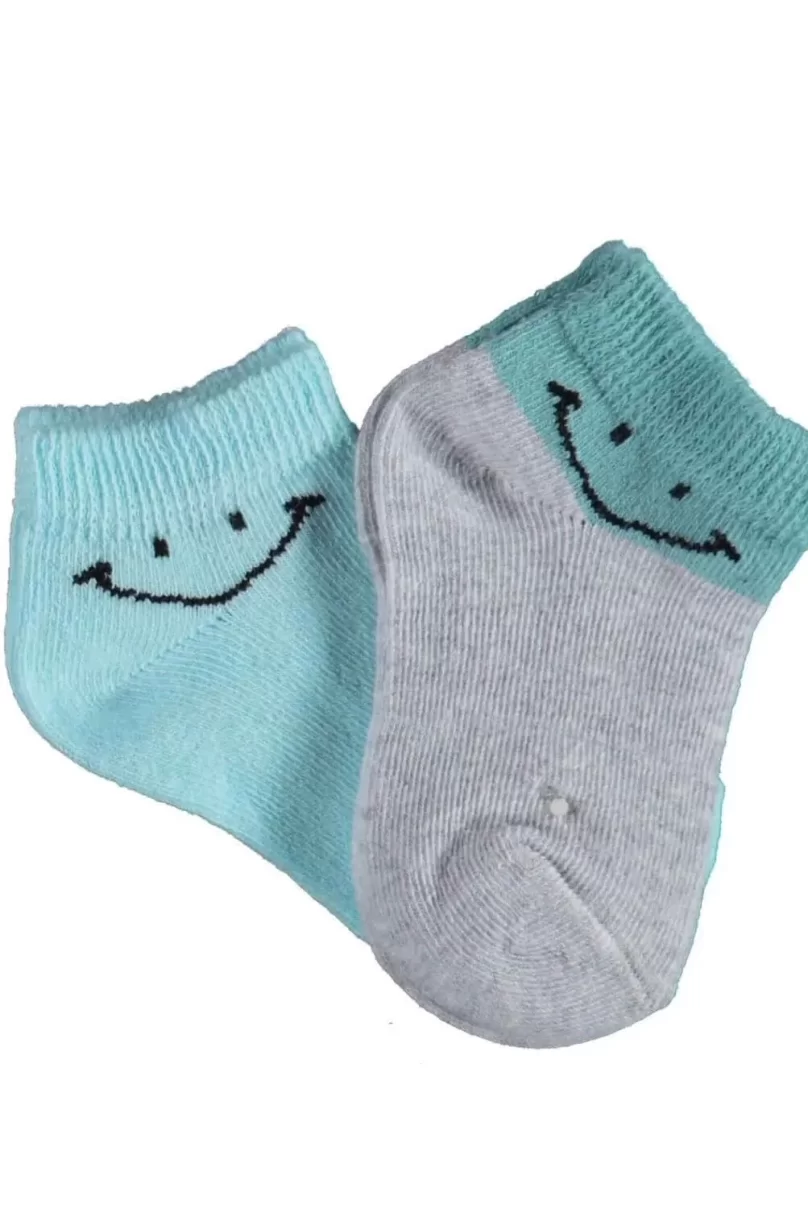 Bibaby Biorganic Smile 2Li Yaş Patik Çorap 68428 Gri Mint