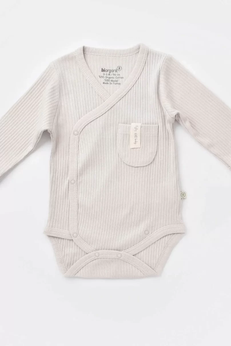 Bibaby Biorganic Soft Modal Eldivenli Kruvaze Body 56904 Gri