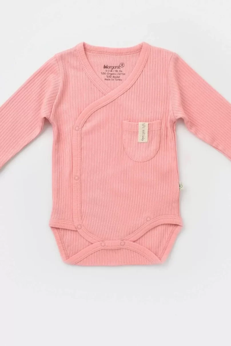 Bibaby Biorganic Soft Modal Eldivenli Kruvaze Body 56904 Pembe