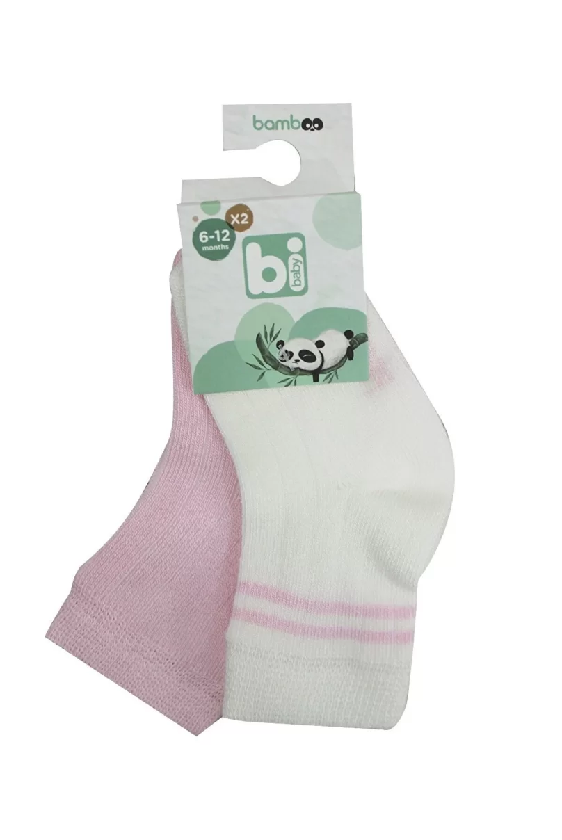 Bibaby Derby Bamboo 2Li Çorap 68386 Ekru Pembe