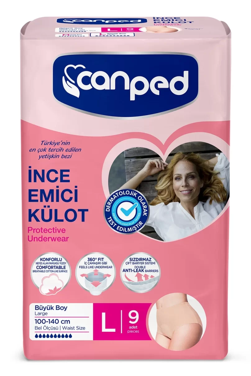 Canped İnce Emici Külot Mesane Pedi L Beden Büyük Boy 9 Adet