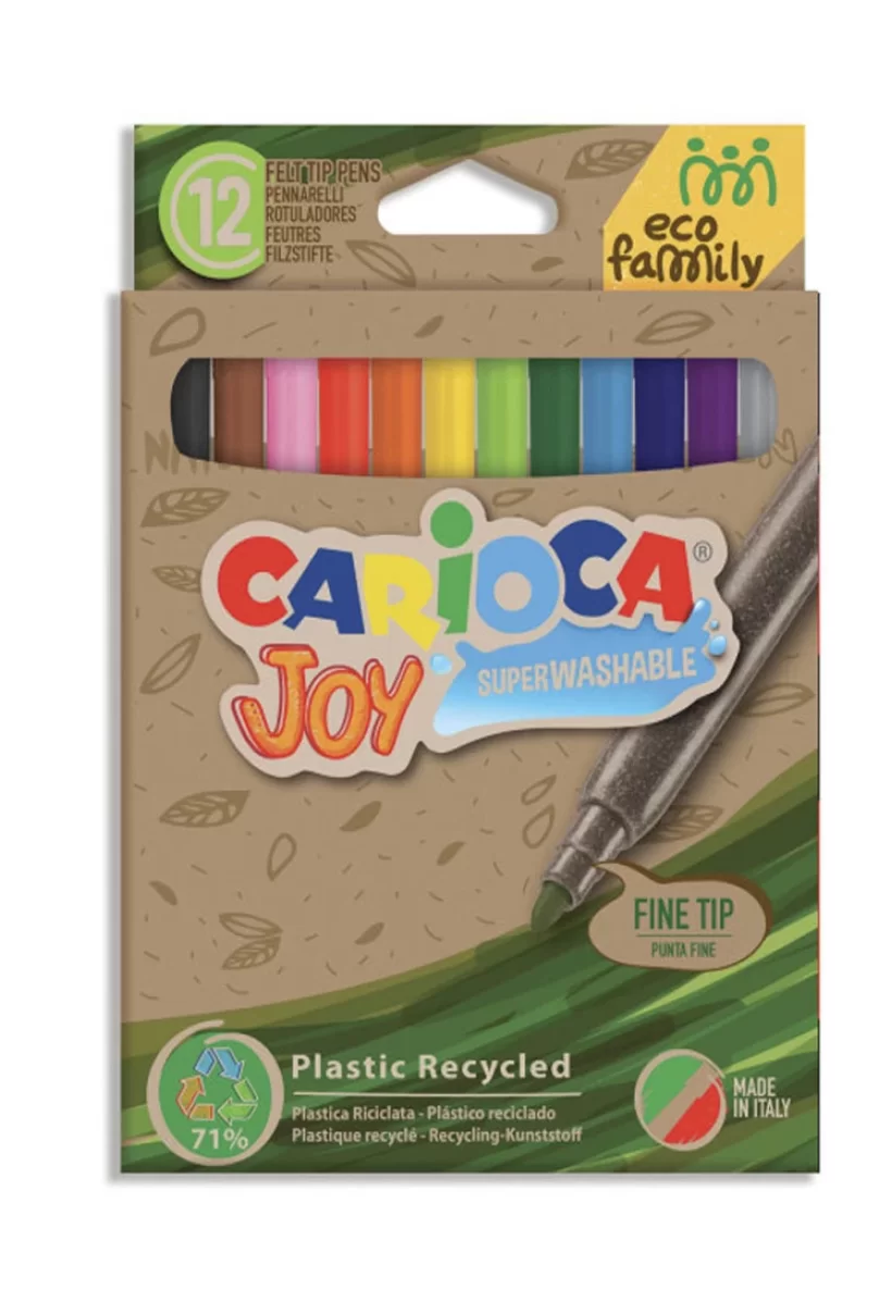 Carioca Eco Family Joy Süper Yıkanabilir Keçeli Boya Kalemi 12Li