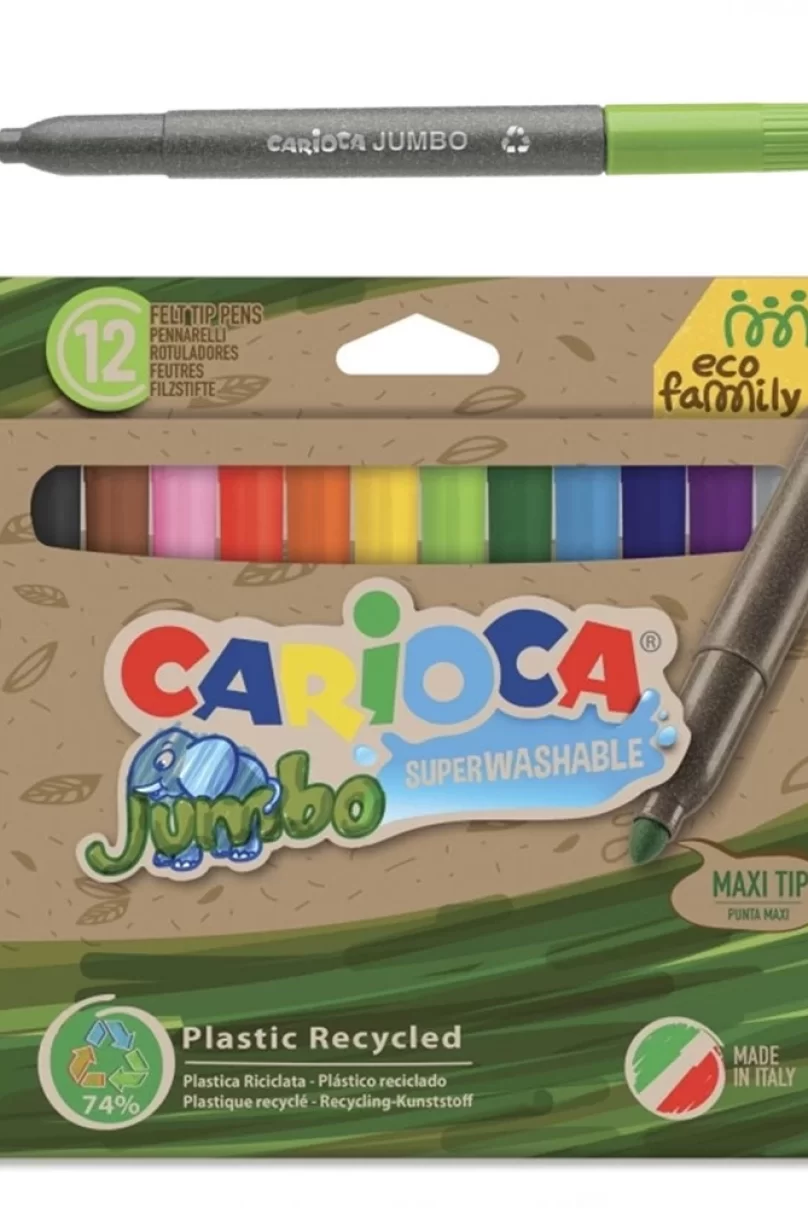 Carioca Eco Family Jumbo Süper Yıkanabilir Keçeli Boya Kalemi 12Li