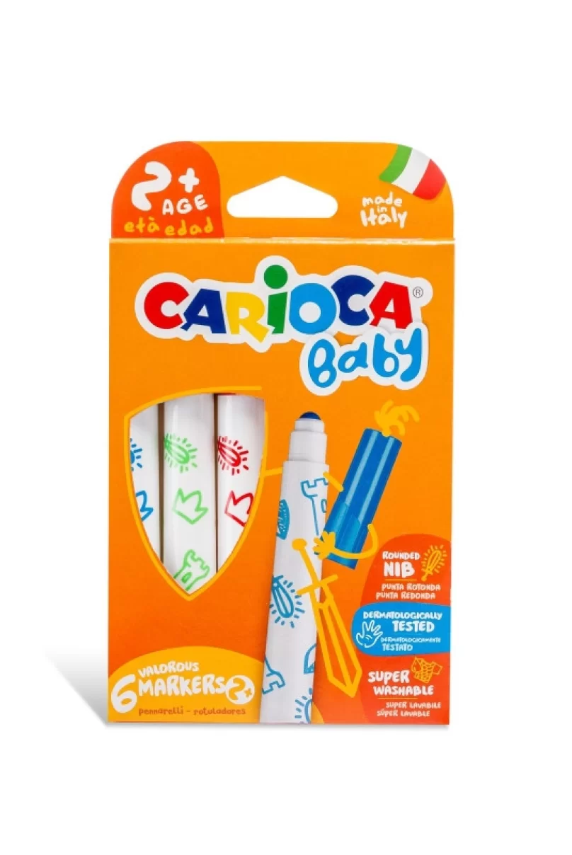 Carioca Jumbo Bebek Süper Yıkanabilir Keçeli Boya Kalemi 6Lı +2 Yaş