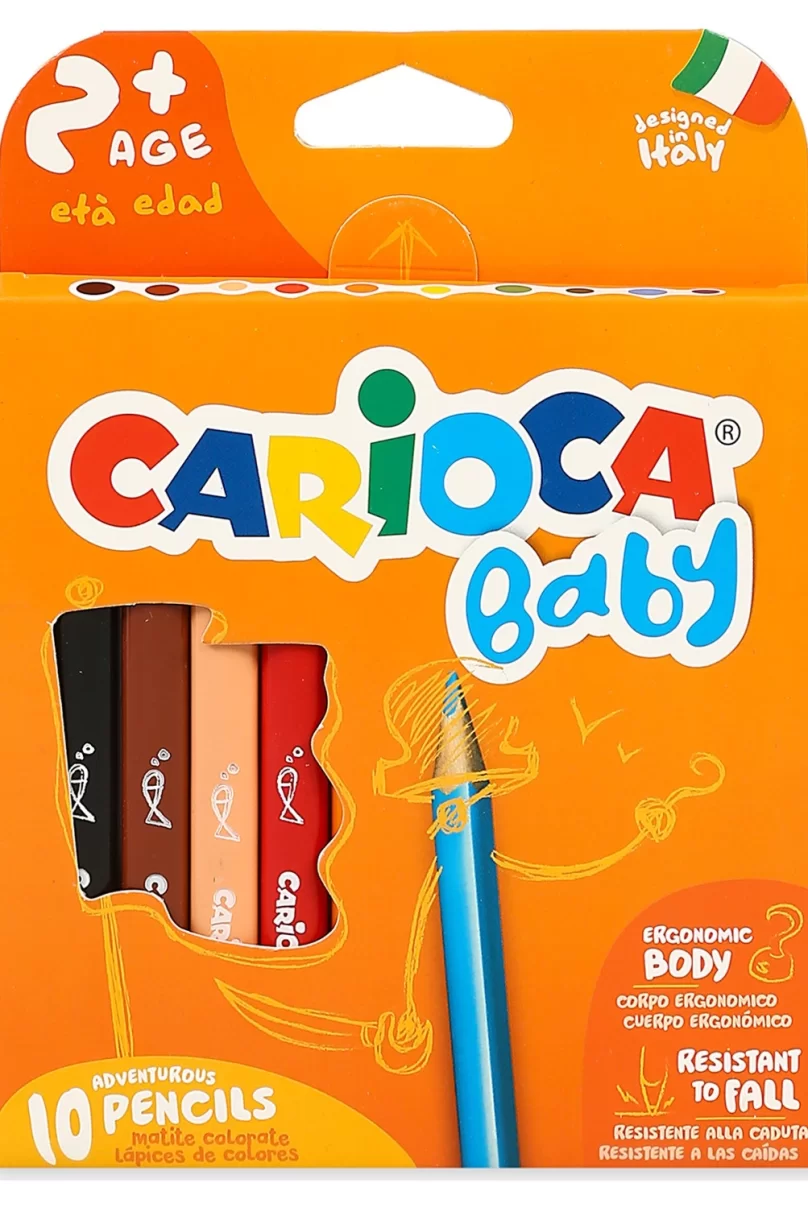 Carioca Jumbo Bebek Üçgen Kuru Boya Kalemi 10Lu +2 Yaş