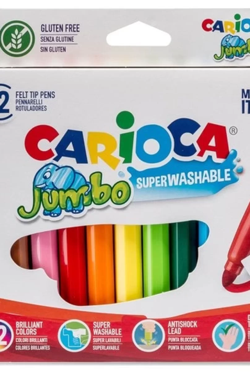 Carioca Jumbo Süper Yıkanabilir Keçeli Boya Kalemi 12Li