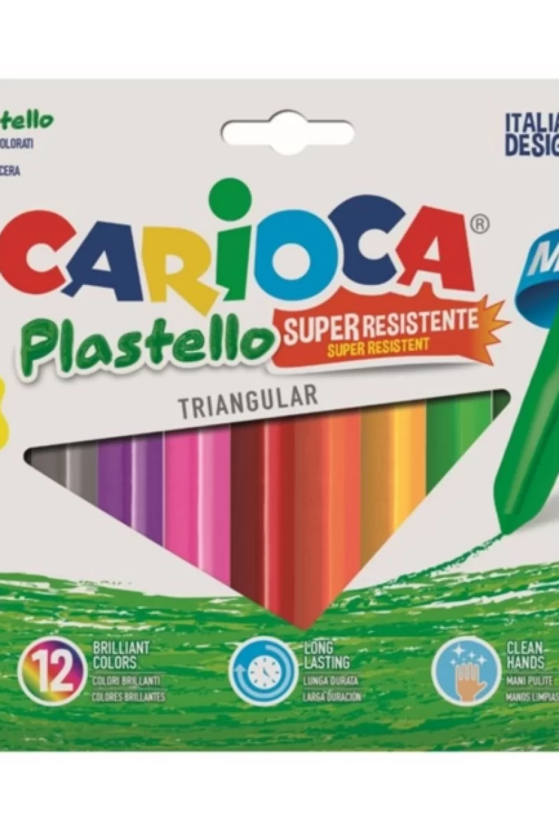 Carioca Jumbo Üçgen Elleri Kirletmeyen Yıkanabilir Pastel Boya Kalemi 12Li