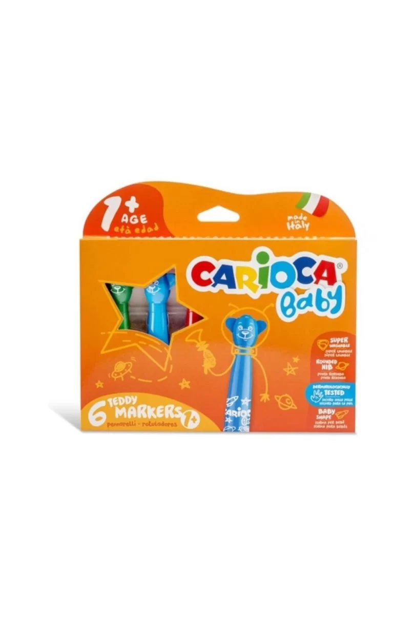 Carioca Teddy Jumbo Bebek Süper Yıkanabilir Keçeli Boya Kalemi 6Lı