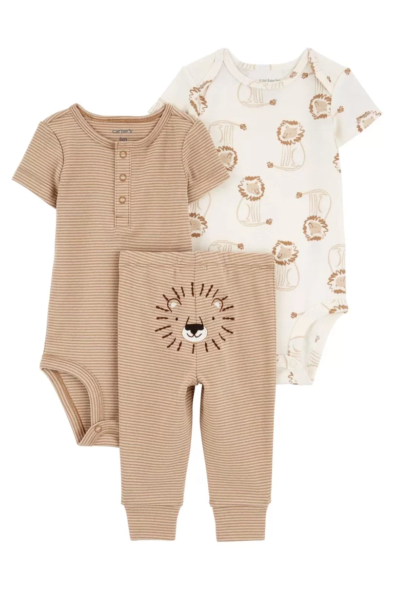 Carters Erkek Bebek Body Pantolon Set 3lü Paket 1R035310 Kahverengi