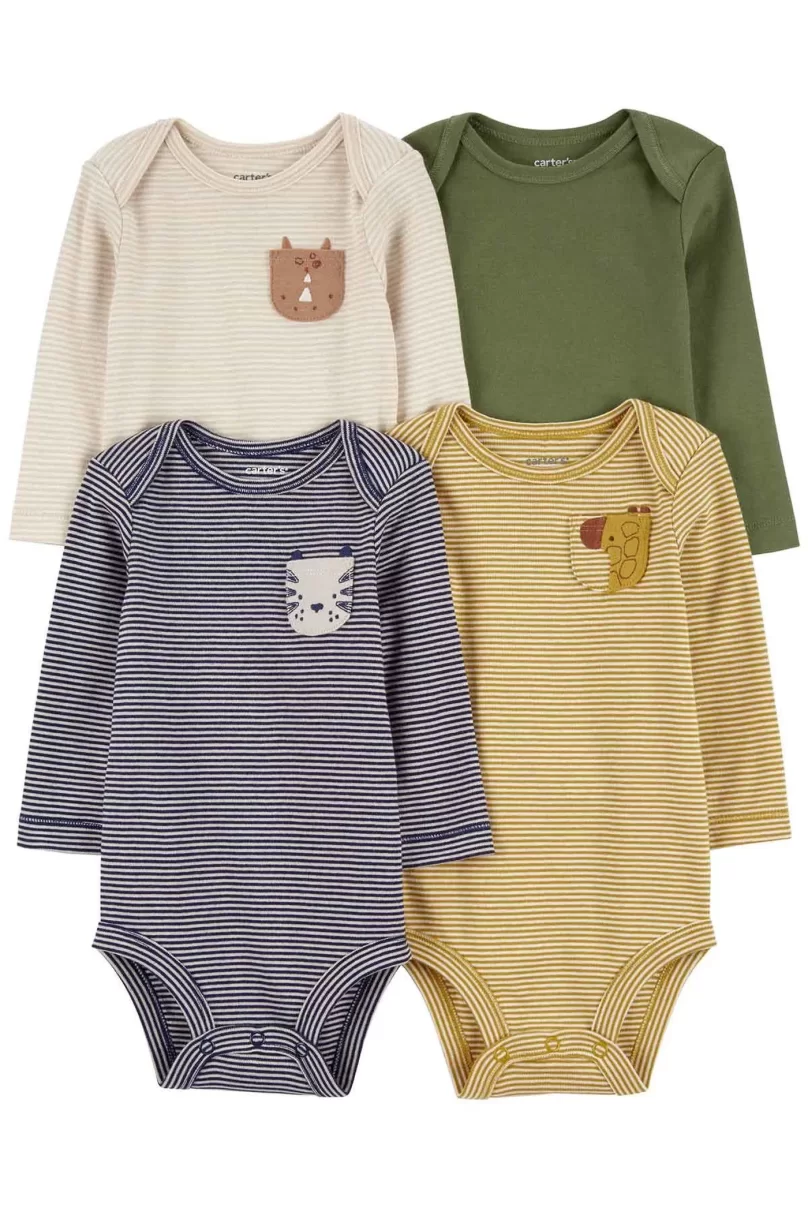 Carters Erkek Bebek Uzun Kollu Body Set 4lü Paket 1R697910 Renkli