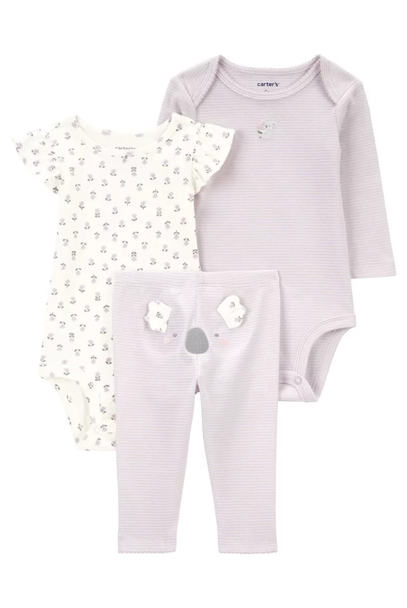 Carters Kız Bebek Body Pantolon Set 3Lü Paket 1R034810 Renkli