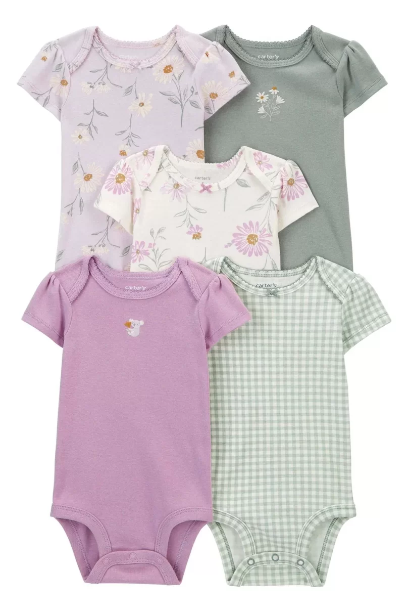 Carters Kız Bebek Kısa Kollu Body 5li Paket 1R035910 Renkli