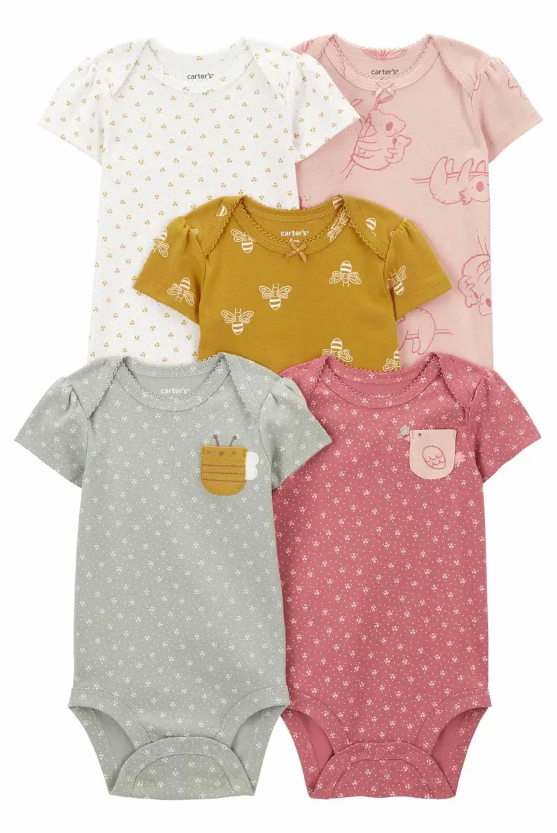 Carters Kız Bebek Kısa Kollu Body 5li Paket 1R036010 Renkli