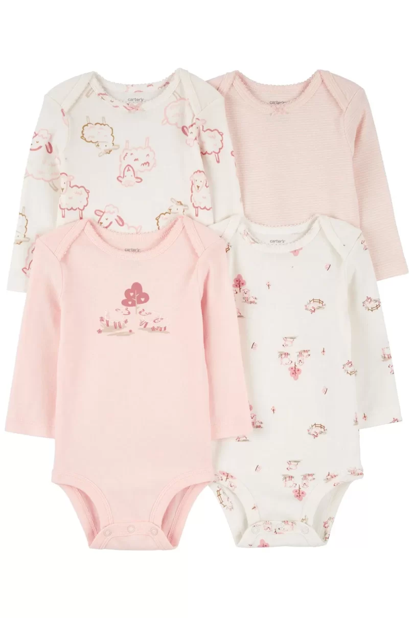 Carters Kız Bebek Uzun Kollu Body Set 4lü Paket 1R353310 Renkli