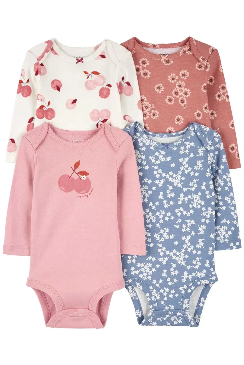 Carters Kız Bebek Uzun Kollu Body Set 4lü Paket 1R700310 Renkli