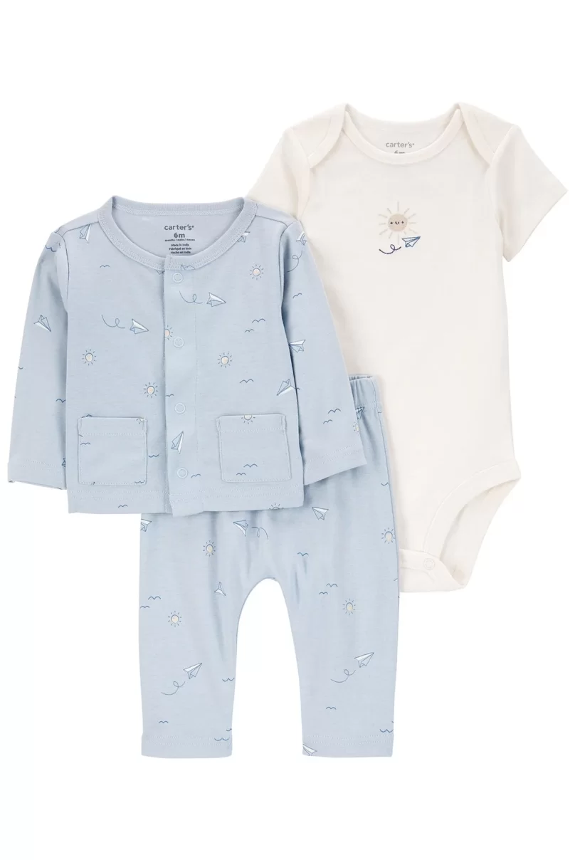 Carters Layette Erkek Bebek 3Lü Hırkalı Set 1P599710 Karışık Renkli