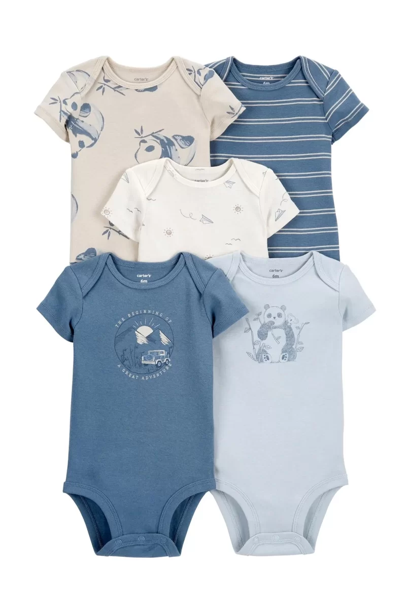 Carters Layette Erkek Bebek 5Li Kısa Kol Body 1P566310 Karışık Renkli