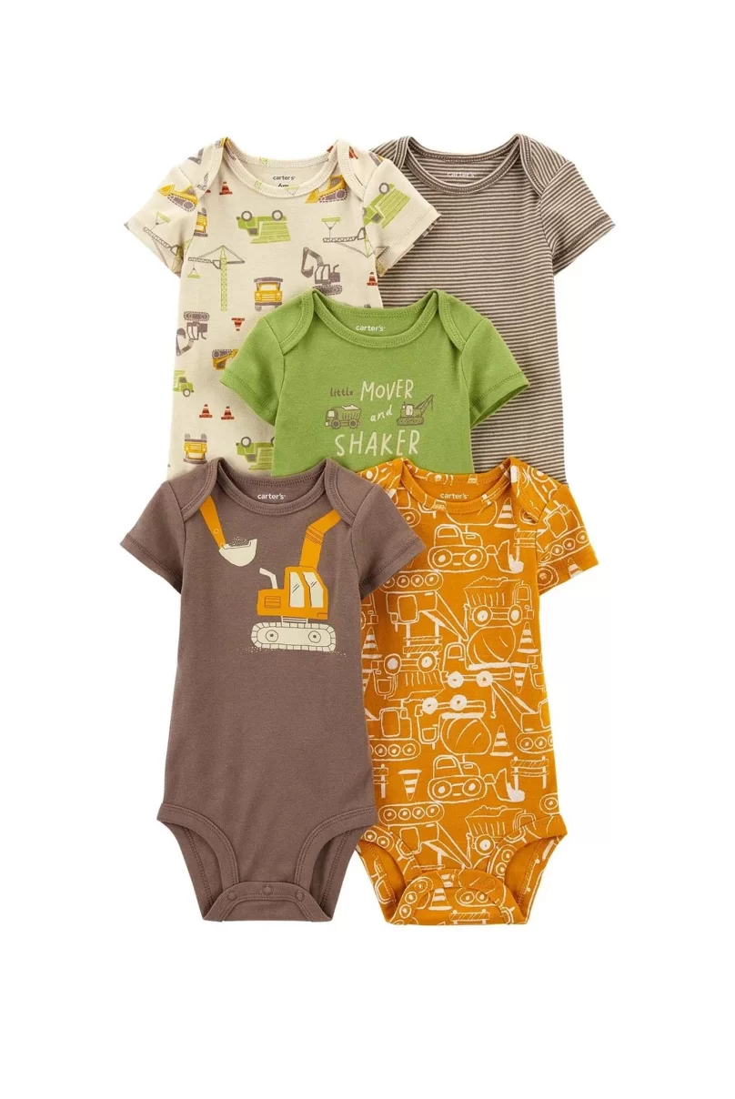 Carters Layette Erkek Bebek 5Li Kısa Kol Body 1Q124610 Karışık Renkli