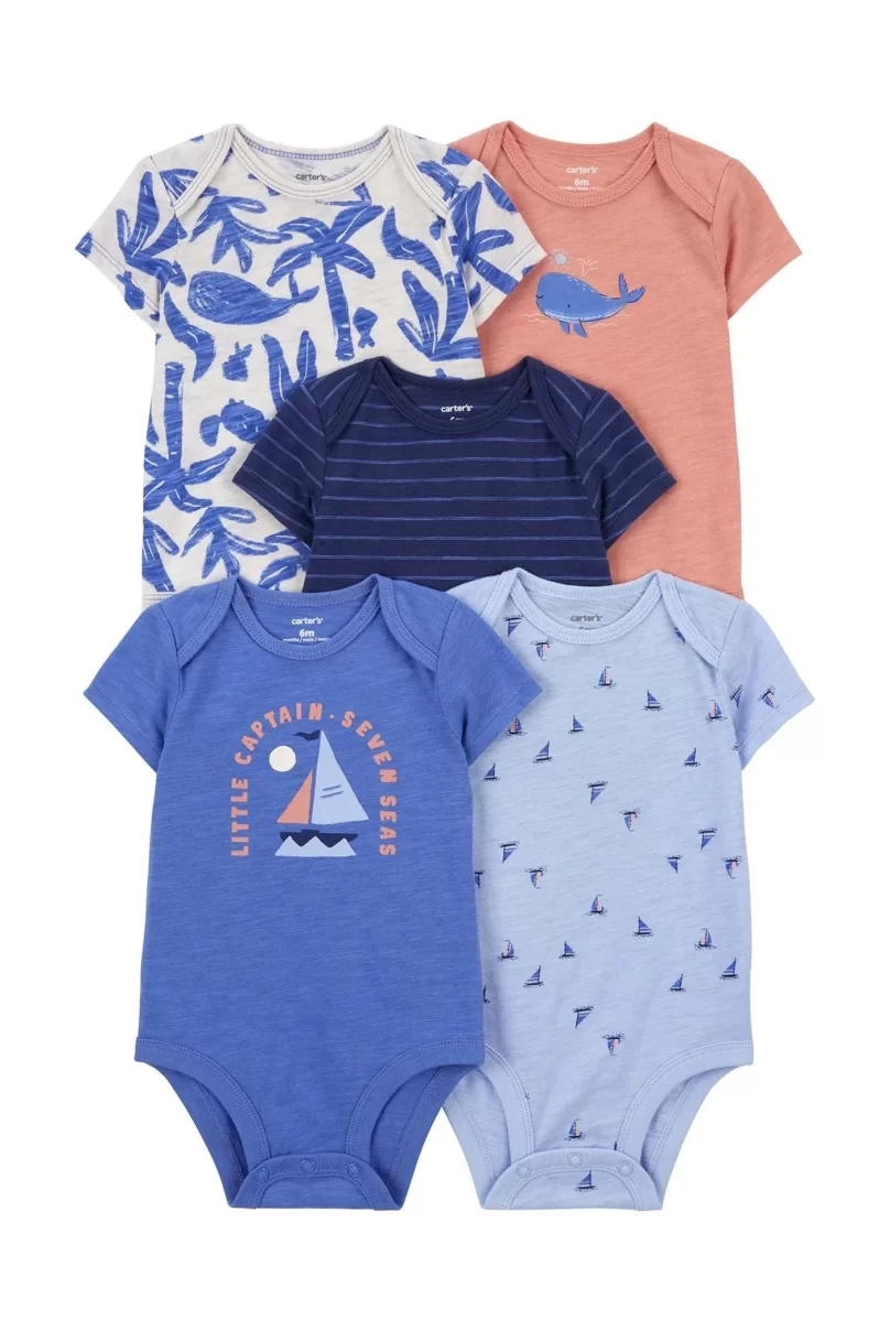 Carters Layette Erkek Bebek 5Li Kısa Kol Body 1Q934610 Karışık Renkli