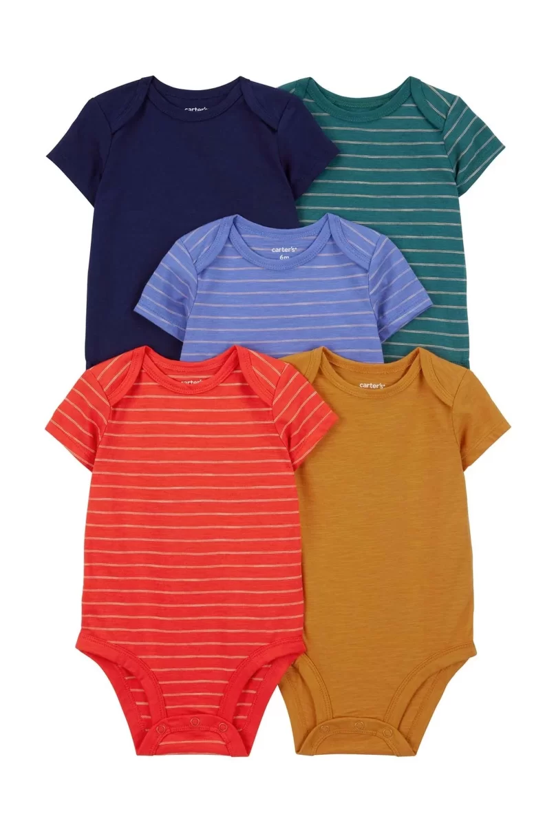 Carters Layette Erkek Bebek 5Li Kısa Kol Body 1Q934710 Karışık Renkli