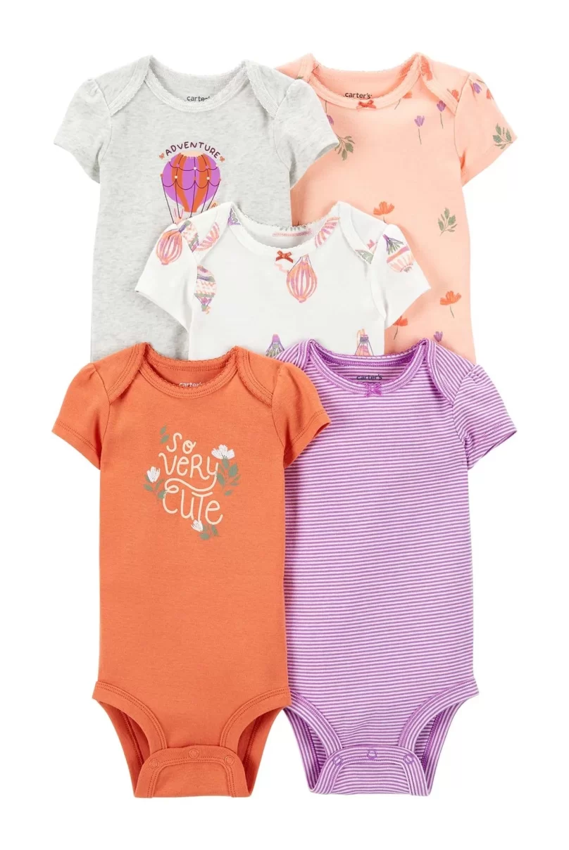 Carters Layette Kız Bebek 5Li Kısa Kol Body 1P567010 Karışık Renkli