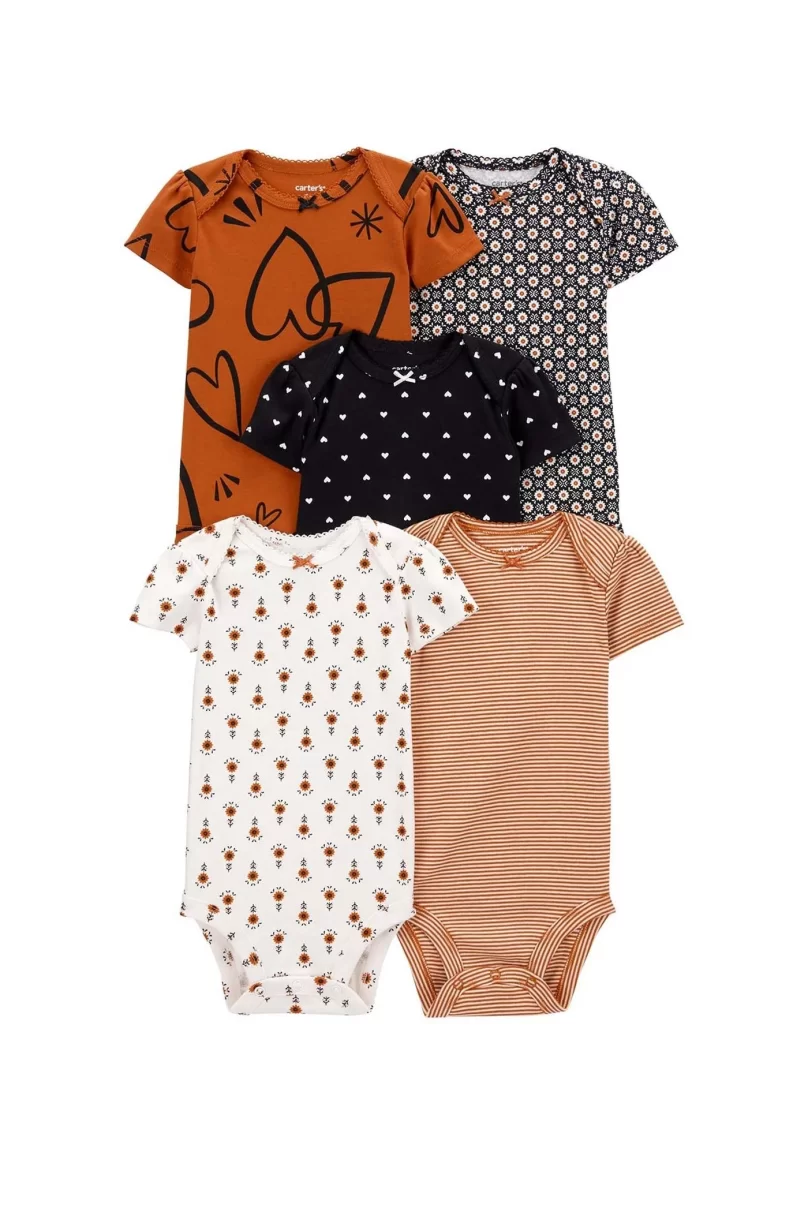 Carters Layette Kız Bebek 5Li Kısa Kol Body 1Q124810 Karışık Renkli